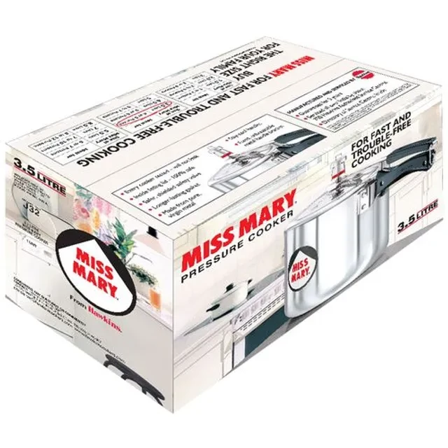 Hawkins Miss Mary Aluminium Inner Lid Pressure Cooker - With Handle, Silver, MM35, 3.5 l-2.webp